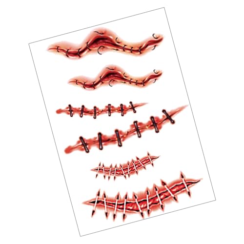 Halloween Tätowierte Aufkleber Mund Aufkleber Blutige Wunde Aufkleber Temporäre Tätowierte Aufkleber Für Erwachsene von SueaLe