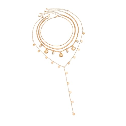 Heiße Tag Muschel Perlen Chokers Halskette Set Stapelbare Goldfische Anhänger Schmuck Schlüsselbeutel Kette Für Strandoutfits Benutzerfreundliche Leichtmetallschalen Halskette Frauen von SueaLe