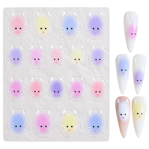 Katzen Nagelkunst Aufkleber Französische Nagelaufkleber 3D Kleber Katzen Designs Nagelaufkleber Katzen Nagelkunst Dekorationen Für Frauen Und Mädchen von SueaLe