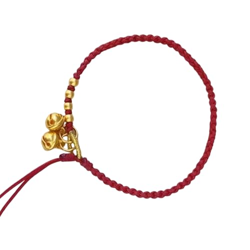 Lucky Charm Red String Armband Einstellbare Größe Mit Rotem Achat Und Glocken Für Festliche Anlässe Chinesische Stile Geflochten von SueaLe