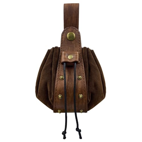 Mittelalterliche Gürtelbeutel Leder Kordelzugbeutel Tragbarer Geldbörse Vintage Kostüm Taille Für Fantasy Event Cosplay Party Leder Belt Budback Geldbörse Leicht Und Für Tägliche Verwendung von SueaLe