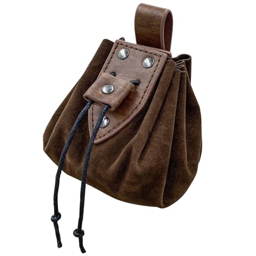 Mittelalterliche Gürteltasche Aus PU Leder Vintage Gürteltasche Tragbare Tasche Mit Kordelzug Geldbörse Cosplay Und Halloween Party Zubehör Mittelalterliche Tasche Aus PU Leder Mit Kordelzug von SueaLe