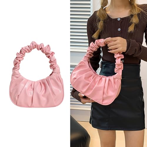 Mode Plissee Solid Color Lady Geldbeutel Vielseitige Telefontasche Große Kapazität Ruched Design Bag Für Mädchen Frauen Kleine Modehandtasche von SueaLe