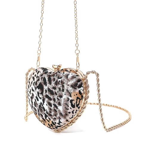 Modische Abendtasche In Herzform Mit Leopardenmuster Und Abnehmbarer Schultertasche Mit Kette Für Elegante Hochzeiten Und Partys von SueaLe