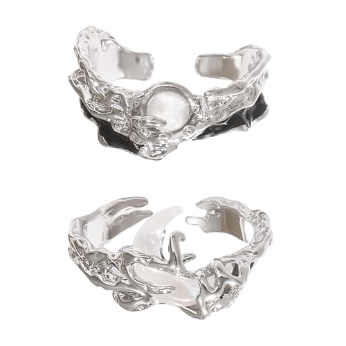 Neue Chinesische Stile Sonnen Und Mond Designs Ringe Elegante Offene Ringe Perfekt Für Paare Die Einzigartigen Schmuck Suchen von SueaLe