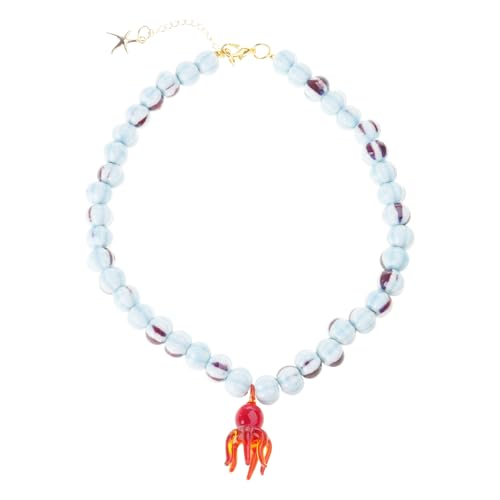 Runde Perlenglas Einzigartiger Charme Halskette Keramik Kollarbone Kette Schmuck Mit Sicherem Metallkettenverschluss Ozean Inspirierter Nackenschmuck von SueaLe