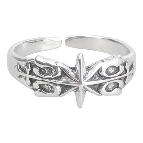 Silberbeschichtete Sechs Spitze Sternmetallringe Mystische Symbol Hexagrammfinger Ringe Stylish Accessoire Für Den Täglichen Kleidung von SueaLe