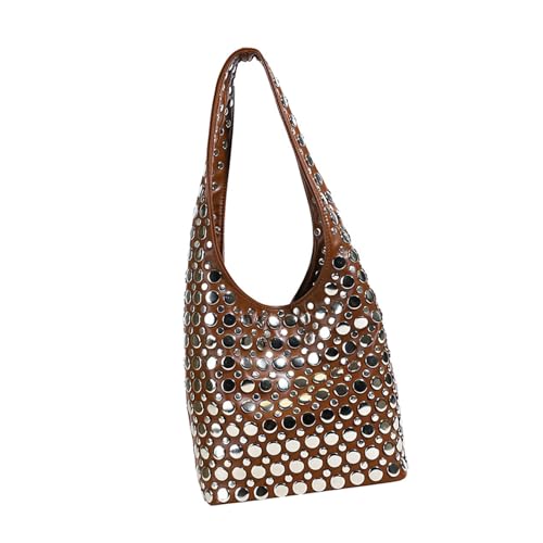 Stilvolle Achselbeutel Mit Bolzen Bucket Taschen PU Leder Schulter Handtasche Für Tägliche Reise Und Ungezwungene Einkäufe Einzigartige Designs Handtasche von SueaLe