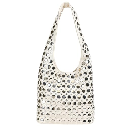 Stilvolle Achselbeutel Mit Bolzen Bucket Taschen PU Leder Schulter Handtasche Für Tägliche Reise Und Ungezwungene Einkäufe Einzigartige Designs Handtasche von SueaLe