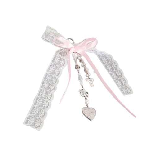 Stilvoller Spitzen Bowknot Herzanhänger Tragbarer Bunte Perlen Bowtie Keyring Cahrm Handgefertigtes Accessoire Für Taschen Und Telefone von SueaLe