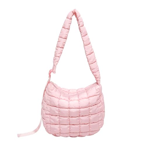 Stylish Puffer Gesteppt Satchel Frauen Gepolstert Leichte Reißverschlüsse Crossbody Umhängetasche Für Reiseeinkäufe Und Arbeit Modetasche Crossbody Tasche von SueaLe