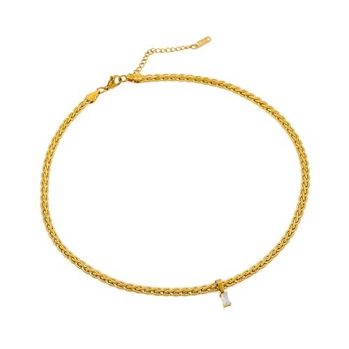 SueaLe Buntes Quadratisches Zirkon Eingebetteter Anhänger Halskette Mode Verstellbare Länge CHOKER Schlangekette Für Den Täglichen Verschleiß von SueaLe