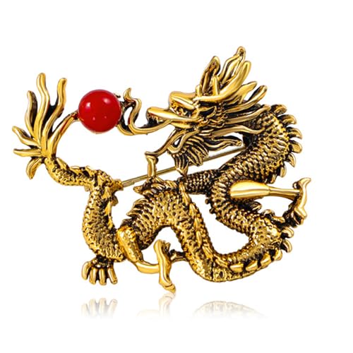 SueaLe Chinesische Jahr-Drachen-Brosche, Metall-Emaille-Anstecknadel, Vintage-Brosche, Drachen-Anstecknadel, Kleidungsschmuck für Männer und Frauen von SueaLe