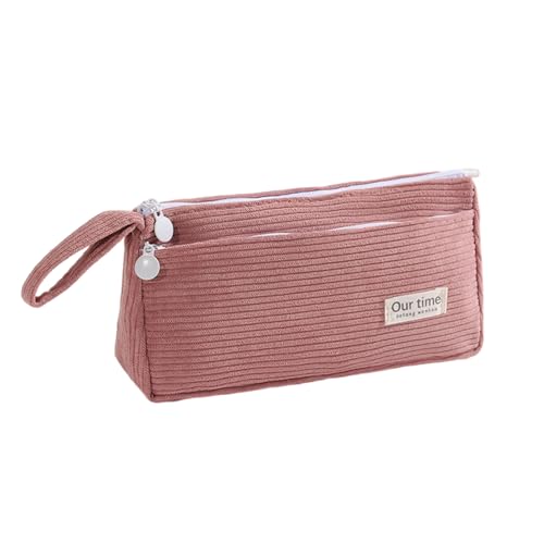 SueaLe Cord Bleistift Fall 2 Fach Leichtgewicht Stiftbeutel Große Kapazität Bleistiftbeutel Reise Make Up Tasche Für Mädchen Frauen Zwei Fach Organisatoren von SueaLe