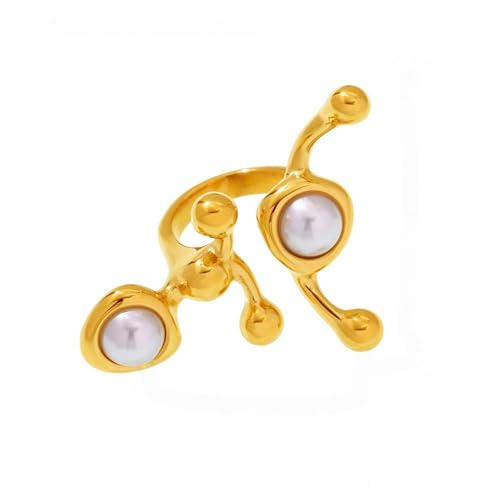 SueaLe Einzigartige C Förmige Natursteinringe Edelstahlschmuck Leichtes Design Für Die Tägliche Verschleiß Größe 7 Handgefertigter Natursteinring von SueaLe