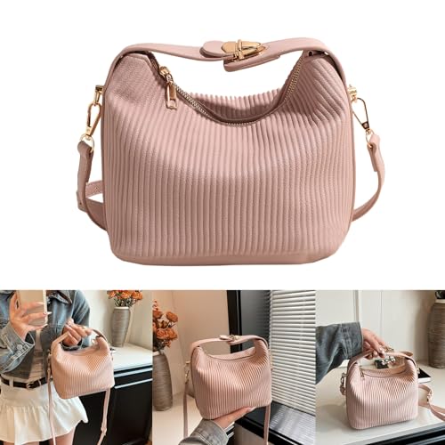 SueaLe Frauen Mode Plissierte Außenpu Leder Crossbody Tasche Feste Farbhandlung Handtasche Kleine Quadratische Umhängetasche Oberhand PU Reißverschluss Handtasche von SueaLe