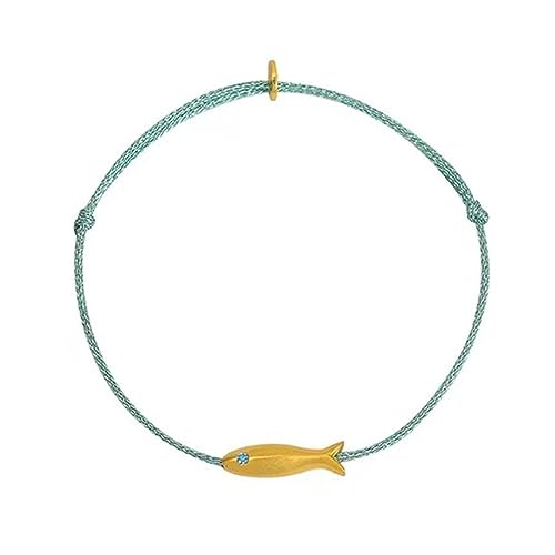 SueaLe Handgefertigtes Geflochtenes Armband Vintage Gold Fisch Charm Blau Seidenfaden Gewebter Schmuck Einfaches Armband Einfache Geflochten von SueaLe