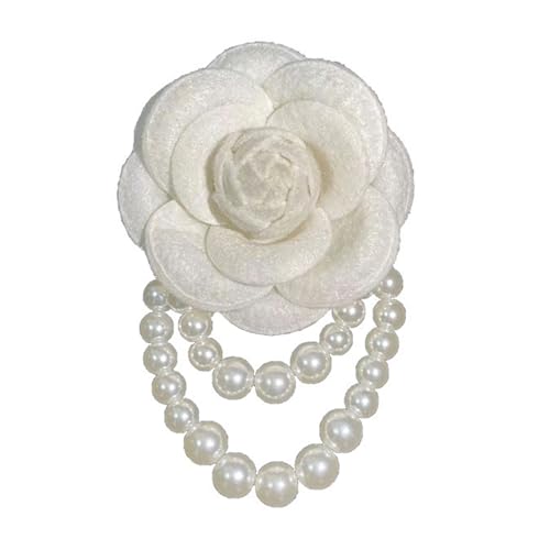 SueaLe Koreanische Kamelie Blume Brosche Pins Perle Quasten Corsage Armband Mode Schmuck Broschen für Frauen Hemd Zubehör von SueaLe
