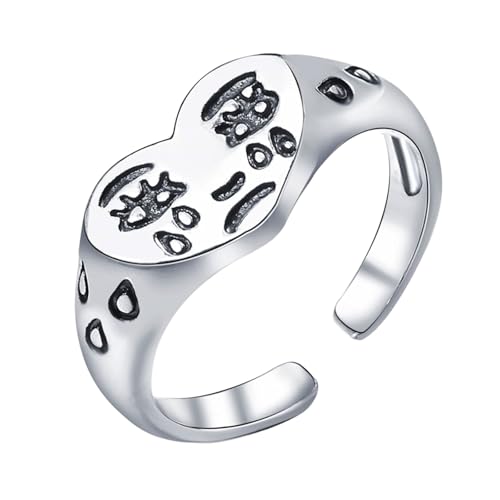 SueaLe Mehrzweck Weinender Gesicht Und Herzsymbolringe Robuste Legierungsmaterialien Mode Schmuckzubehör Für Tägliche Verschleiß Trendy Emoticon Ringe von SueaLe