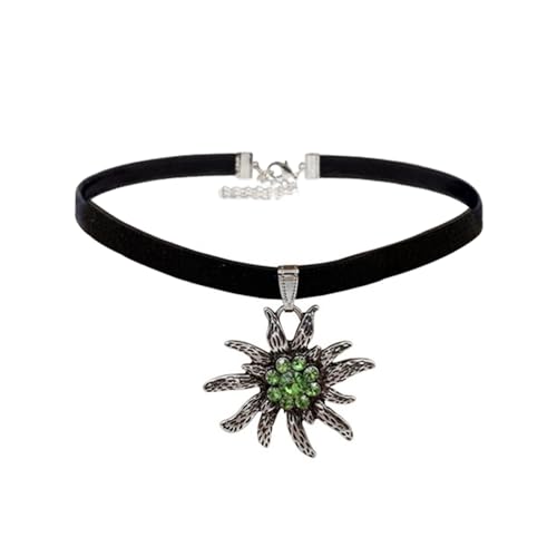 SueaLe Mode Edelweiss Anhänger Halskette Frauen Oktoberfest Traditionelle Kostüm Deutsch Schmuck Geschenk Velvets Frauen Halskette von SueaLe