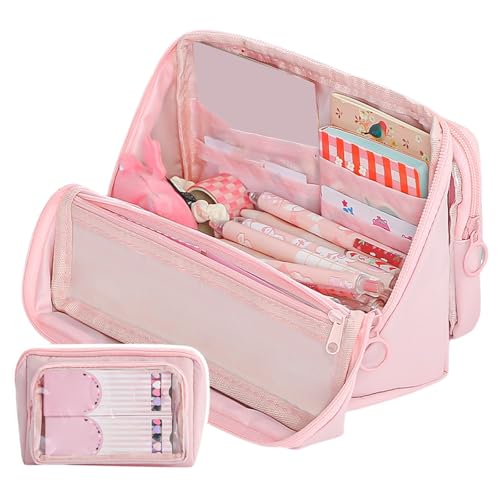 SueaLe Multi Layered Bencil Gehäuse Mit Griffe Mit Hoher Kapazitätsstiftbeutel Stiftstifthülle Abnehmbare Bleistift Organisatoren Tasche von SueaLe