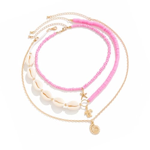 SueaLe Packung 3PCS Sea Inspirierte Schalenperlen Halsketten Geschichtetes Neckketten Mit Einzigartigen Akzenten Für Frauen Und Mädchen Leichte Halskette von SueaLe