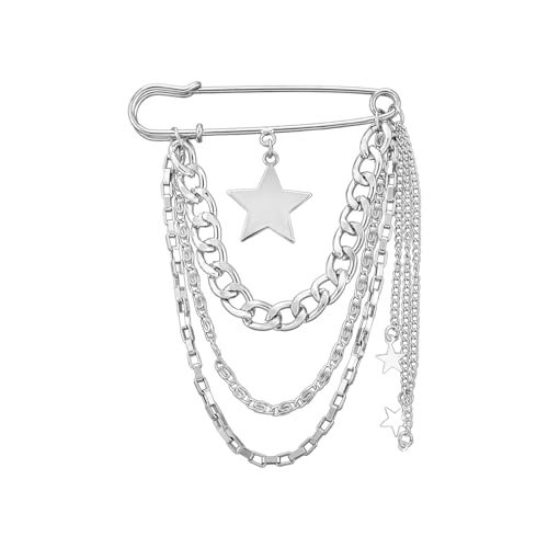 SueaLe Stilvolle Anstecknadel mit Kettenanhänger, Schmuck, einzigartiger Stil, Kragenbroschen, Accessoires, trendige Abzeichenbroschen, Charm für Frauen von SueaLe