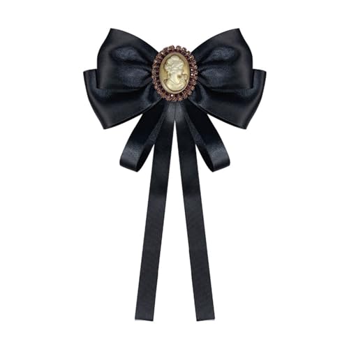 SueaLe Stilvolle schwarze Brosche mit Schleife für Männer und Frauen. Trendige Perlenbrosche als Charm-Accessoire für Hochzeiten, Partys und Abschlussfeiern von SueaLe