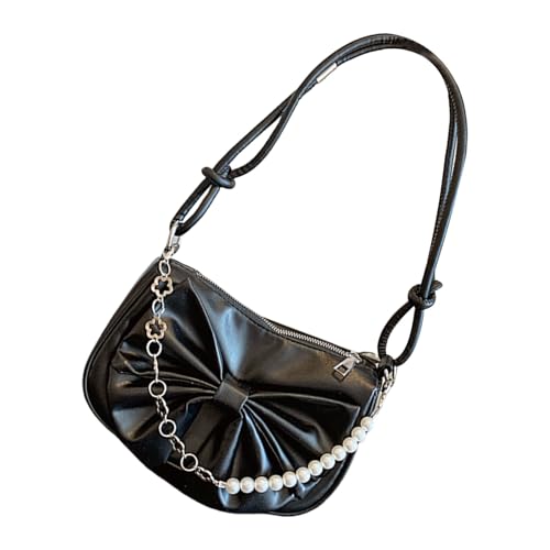 SueaLe Trendige Perlen Verschönerte Bögen Achselhalterung PU Leder Handtaschen Umhängetasche Mit Verstellbarem Riemen Für Frauen PU Ledertasche von SueaLe