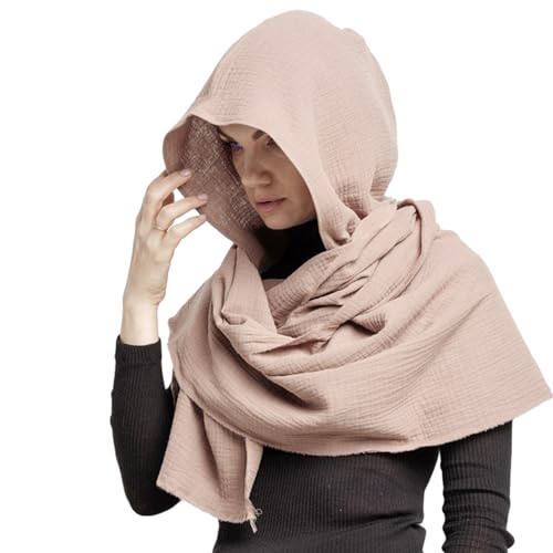 SueaLe Trendiger Damen Kapuzenschal Aus Baumwolle 2-in-1-Anzug Einfarbig Pullover Mütze Schal Wärmemütze Erwachsene Wintermütze Für Jugendliche Kapuzenschal Für Damen Winter Kapuzenschal Mütze von SueaLe