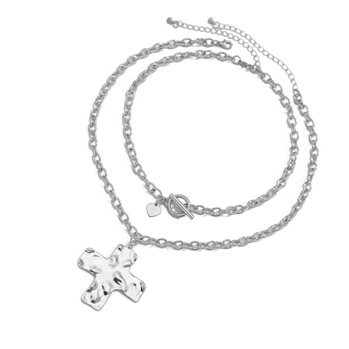 SueaLe Zarte Gehämmerte Kreuze Halskette Elegante Kreuze Halskette Gehämmert Angehender Accessoire Für Moderne Frauenschmuck von SueaLe