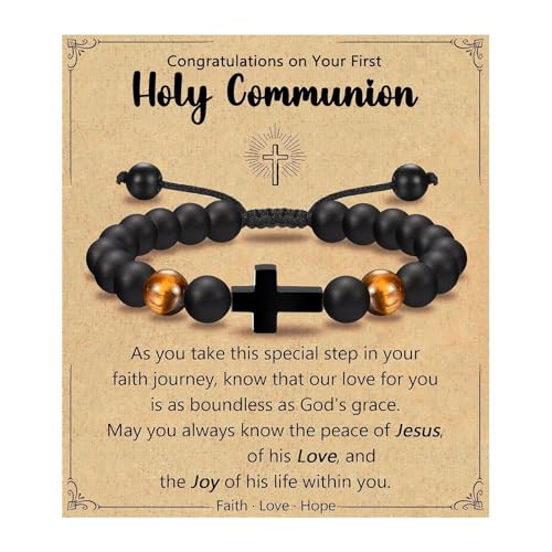 Taufe Bestätigungsgeschenke Für Jungen Verstellbare Kreuze Armband Mit Lederkabel Podson Son Enkel Neffe Crosses Armband von SueaLe