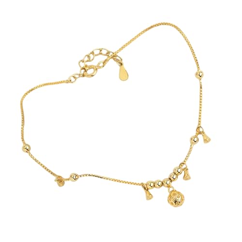 Trendy Gold Plated Knöchel Kettenarmband Zarte Perlenkugelglocken Zauberkäse Zierköler Juwely Geschenk Für Frauen Charme Anklet Birthday Geschenk Ihr von SueaLe