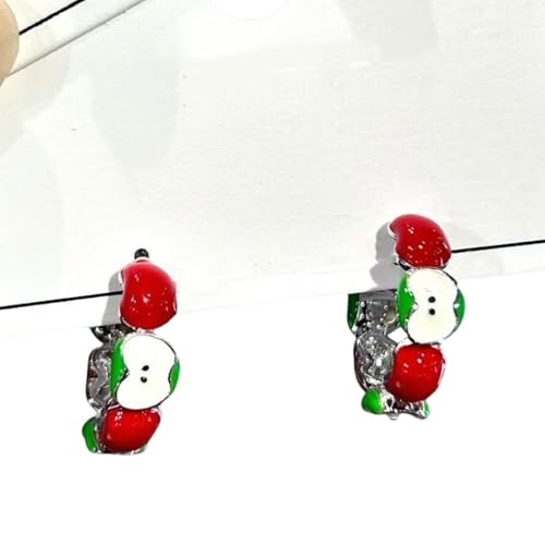 Tropföl Öl Rote Früchte Ohrringe Ziersensible Hautfreundliche Schmuck Für Frauen Girl Mode Accessoires Trendige Äpfel Geformte Ohrringe von SueaLe