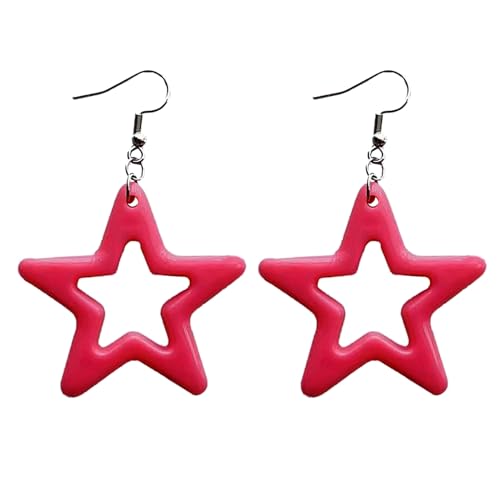 Y2K Stil Dangle Ohrringe Einfache Hohle Acrylstar Anhänger Drop Statement Schmuck Mode Small Hoop Drop Jewelry Accessoires Party von SueaLe