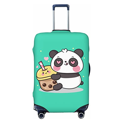Hochelastische Spandex-Kofferabdeckung, Gepäckabdeckung, Schutz, Größe XL, passend für 73,5 bis 81,3 cm, niedliche Panda-Mädchen-Drucke, weiß, M von Suehome