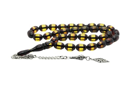 Sükrü Baba 33 Handgefertigter Tesbih Islamischer Gebetsrosenkranz Faturan Misbaha Amber Prayerbeads Bakalite tasbeeh Tasbih Turkish Kehribar Bernstein Gebetskette Natur Ay Yildiz Türkiye Osmanli von Sükrü Baba