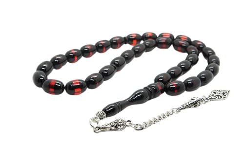 Sükrü Baba 33 Handgefertigter Tesbih Islamischer Gebetsrosenkranz Faturan Misbaha Amber Prayerbeads Bakalite tasbeeh Tasbih Turkish Kehribar Bernstein Gebetskette Natur Ay Yildiz Türkiye Osmanli Rot von Sükrü Baba