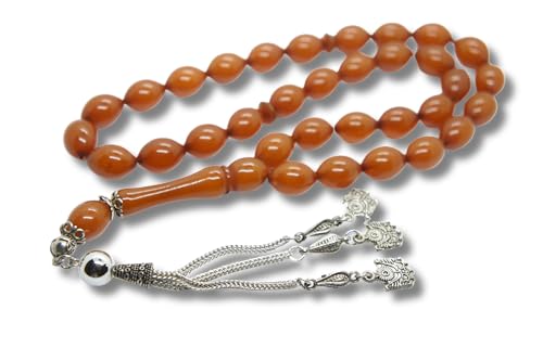 Sükrü Baba 33 Handgefertigter Tesbih Islamischer Gebetsrosenkranz Faturan Misbaha Amber Prayerbeads Bakalite tasbeeh Tasbih Turkish Kehribar Bernstein Gebetskette Natur Ay Yildiz Türkiye Osmanli von Sükrü Baba