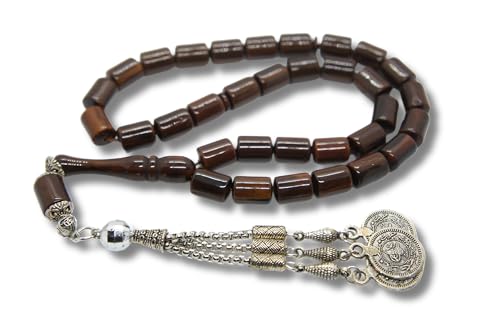 Sükrü Baba 33 Tesbih Islamischer Gebetsrosenkranz Faturan Misbaha Amber Prayerbeads Bakalite tasbeeh Tasbih Turkish Kehribar Bernstein Gebetskette Natur Ay Yildiz Türkiye Osmanli Braun von Sükrü Baba