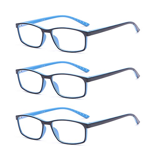 Suertree Blaulicht Leserille 3 Pack Blaulichtfilter Brille Computerbrille Sehhilfe Augenoptik Lesehilfe für Damen Herren 1.0x von Suertree