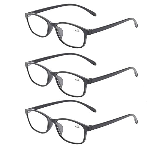 Suertree Blaulicht Leserille 3 Pack Blaulichtfilter Computer Brille Leicht TR90 Augenoptik Lesehilfe für Damen Herren 1.0x von Suertree