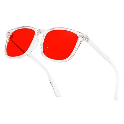 Suertree Blaulichtfilter Brille Rotlichtbrille TR90 Gaming Brille Brillengestell Damen Herren Rote Gläser Blaulicht-blockierende Schutz für Bildschirme, Fernseher, Clear von Suertree