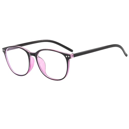 Suertree Myopia Brille Blaulichtfilter Leichte Kurzsichtigkeit Brille Scharnier Mode Distanz Brille für Damen Herren Rund -0.5 von Suertree