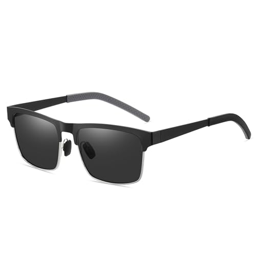 Suertree Sonnenbrille Herren, Polarisierte Sonnenbrille, Sonnenbrille Eckig, UV400 Schutz Rechteckig Sonnen Brille, Outdoor-Sportarten Mode Sonnenbrille, Halbsilber Rahmen und graue Linsen von Suertree