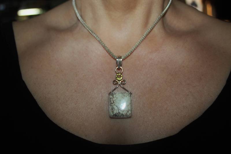 Achat Geode Halskette 925Er Silber-Overlay, Citrin Akzent von SuesArts