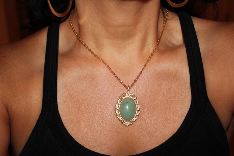 Grüne Aventurin Halskette Vergoldete Kamee, Stein Der Möglichkeiten von SuesArts
