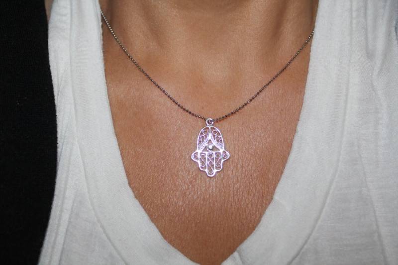 Hamsa Hand Halskette Evil Eye Charm, Geschenk Der Liebe von SuesArts