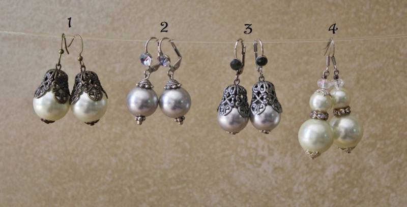 Perlenohrringe Versilberter Hochzeitsschmuck von SuesArts