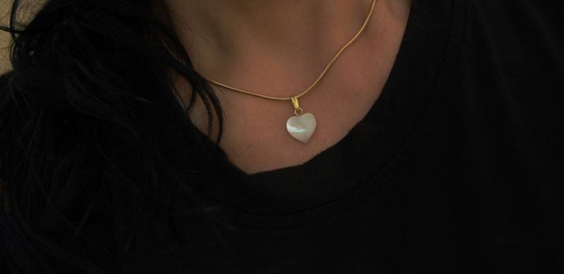 Perlmutt Herz Halskette Gold Filled Kette von SuesArts